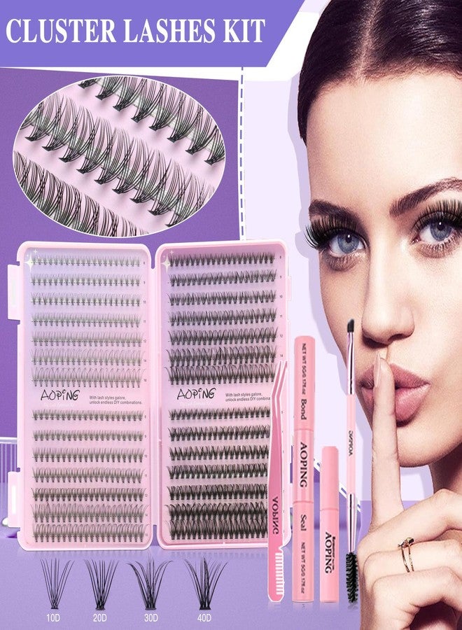 AOPING Lash Clusters Kit Wispy Lashes Extension Kit D Curl False Eyelashes Clusters 560Pcs 10D+20D+30D+40D+50D, 8-16mm with Eyelash Tools Set (Lash Bond and Seal, Lash Remover, Lash Brush, Lash Tweezers) - Image 2